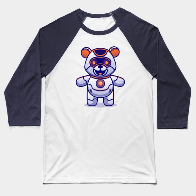 Cute Teddy Bear Robot Cartoon Baseball T-Shirt by Catalyst Labs